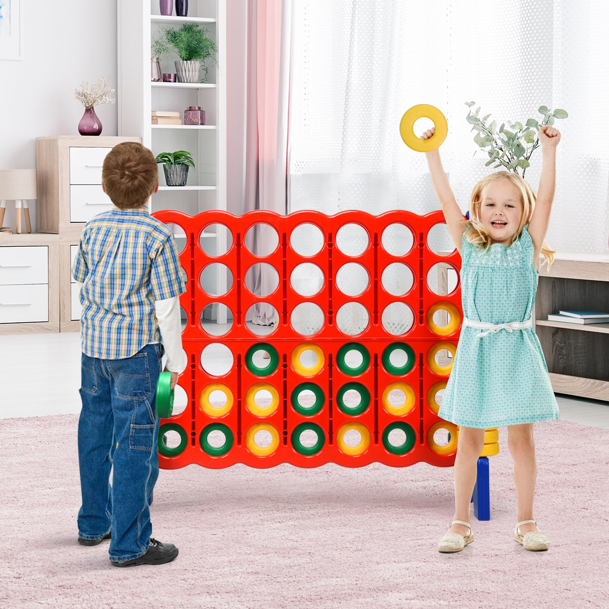 Jumbo 4-to-Score Giant Game Set with 42 Jumbo Rings and Quick-Release Slider-BlueÂ