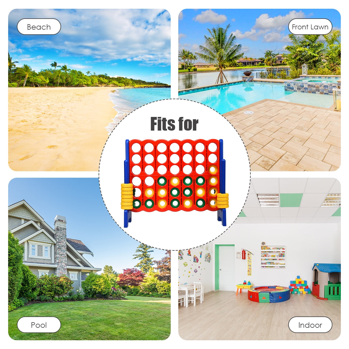 Jumbo 4-to-Score Giant Game Set with 42 Jumbo Rings and Quick-Release Slider-BlueÂ