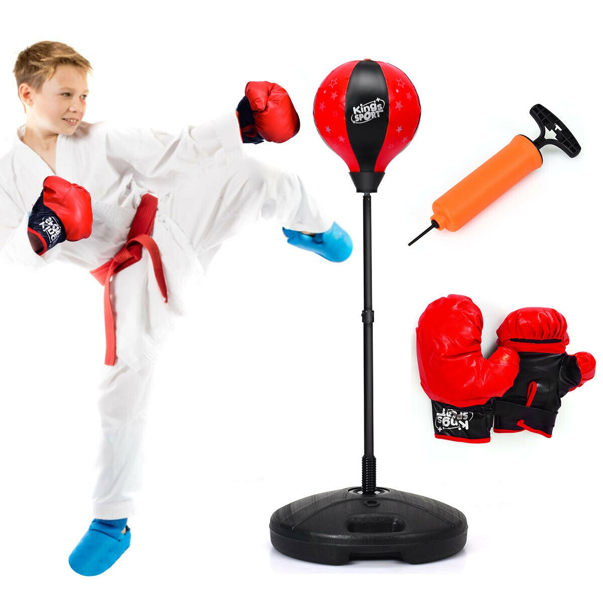 Kids Adjustable Stand Punching Bag Toy Set with Boxing GloveÂ