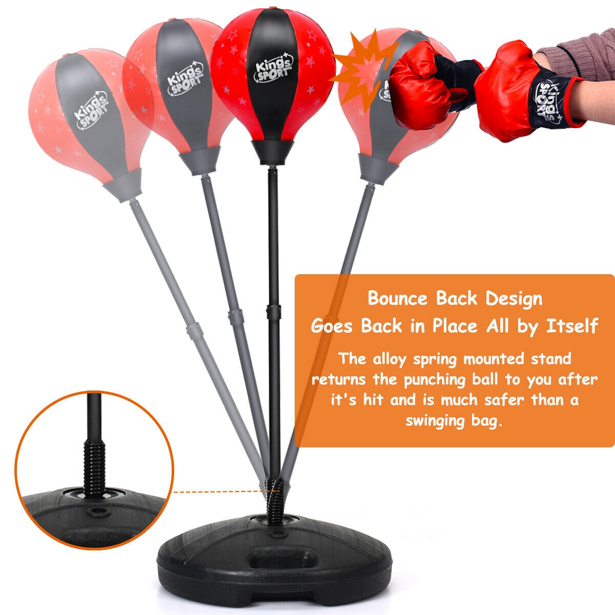 Kids Adjustable Stand Punching Bag Toy Set with Boxing GloveÂ