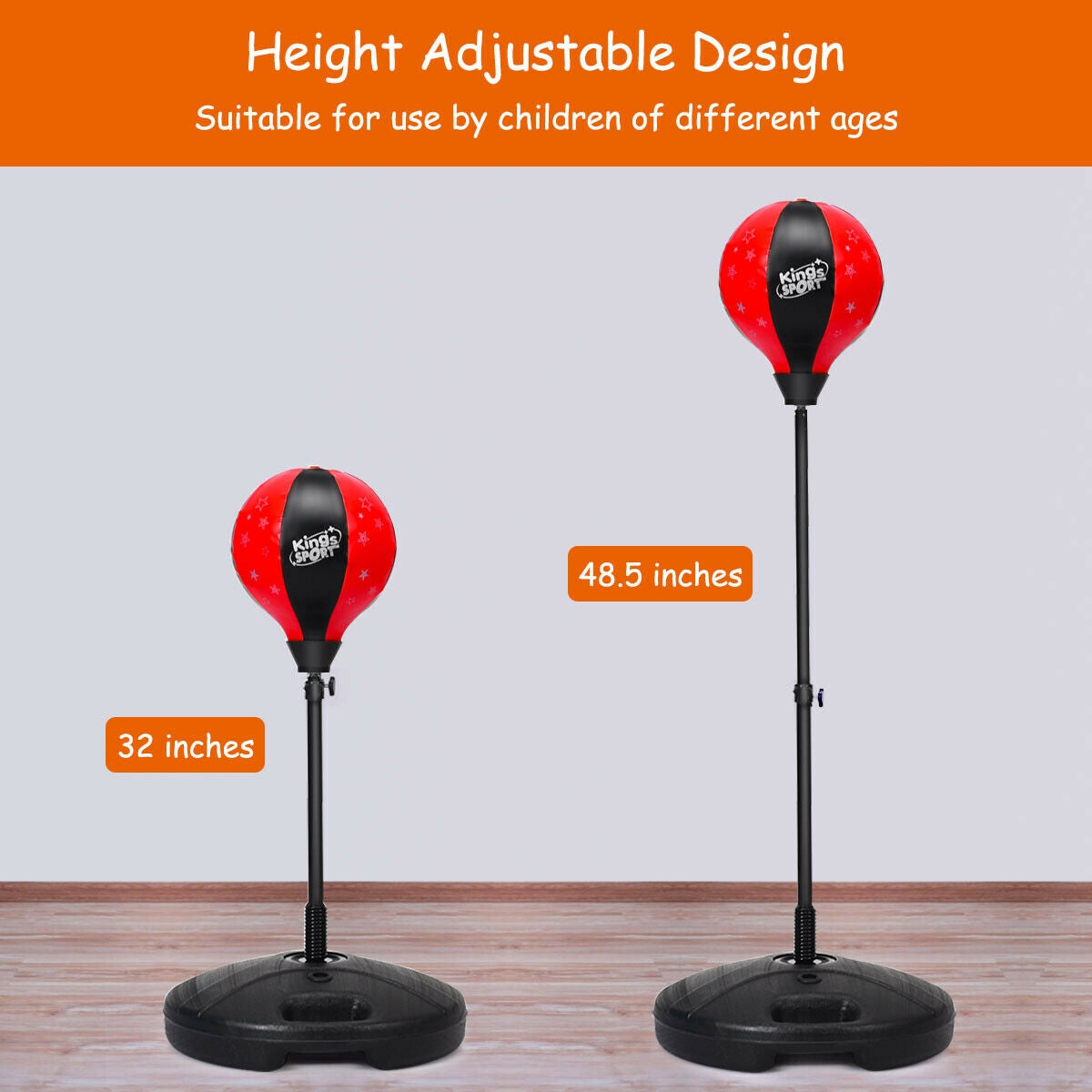 Kids Adjustable Stand Punching Bag Toy Set with Boxing GloveÂ