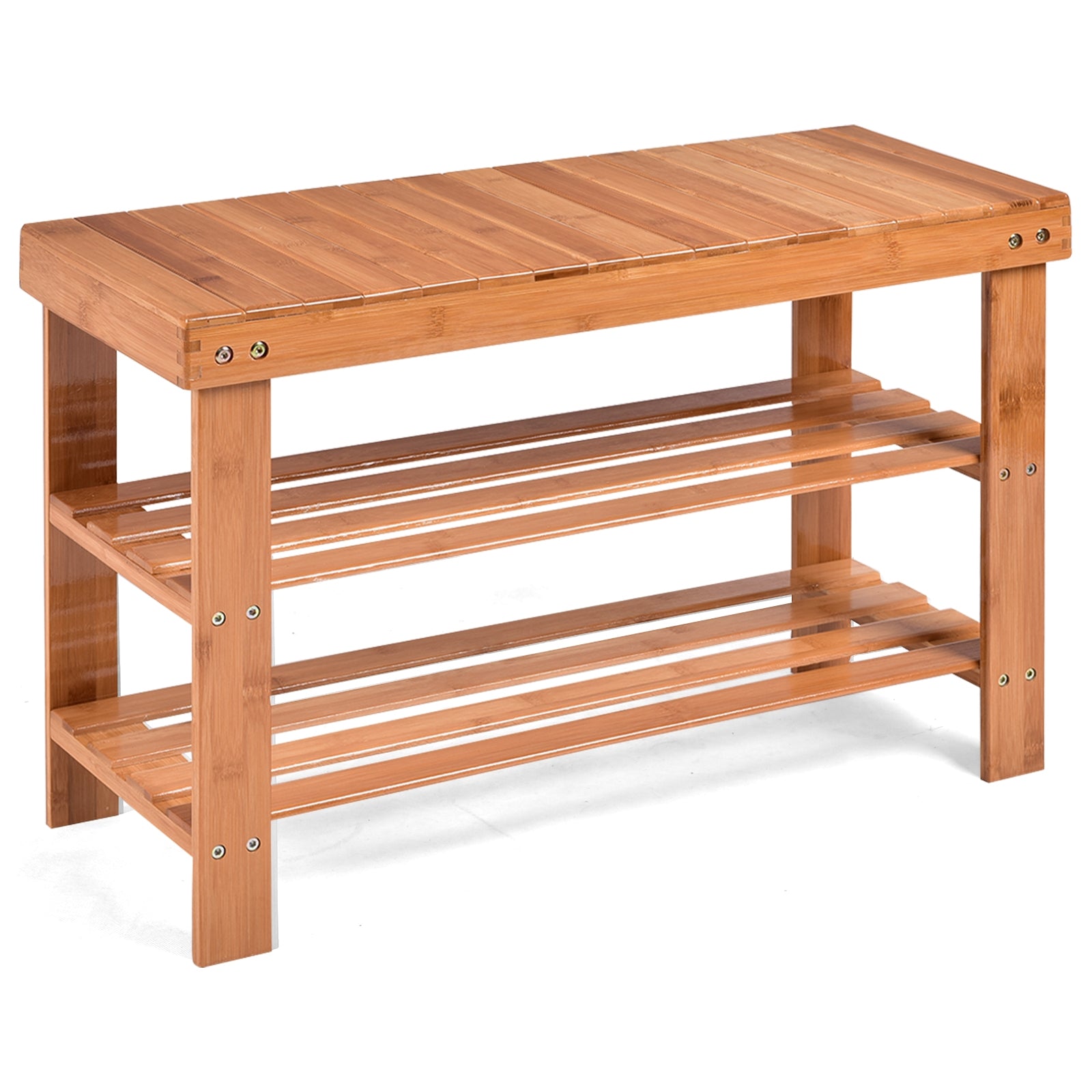 3 Tier Bamboo Bench Storage Shoe Shelf-NaturalÂ