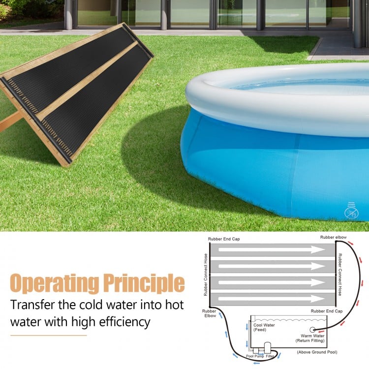 2 Pieces 10/16.4/20 Feet Weatherproof Solar Swimming Pool Heating System