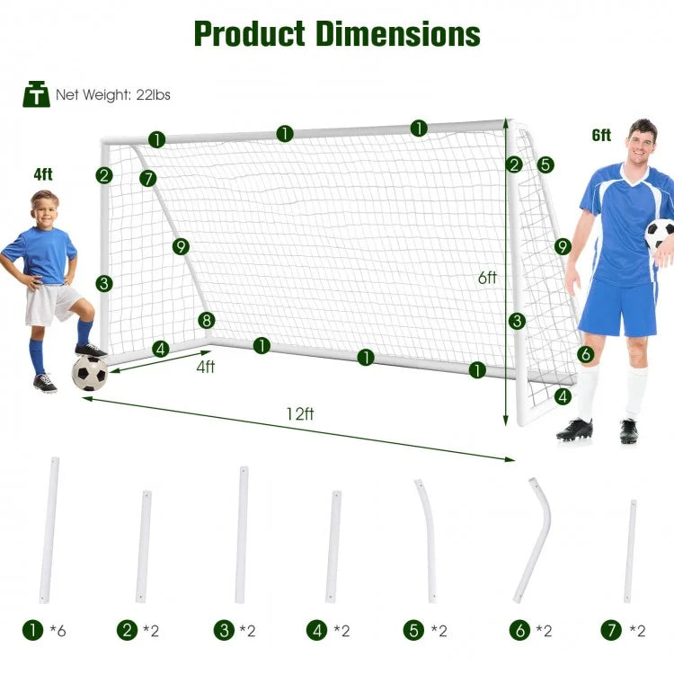 Soccer Goal with Strong UPVC Frame & High-Strength Netting (6 ft / 12 ft Options)