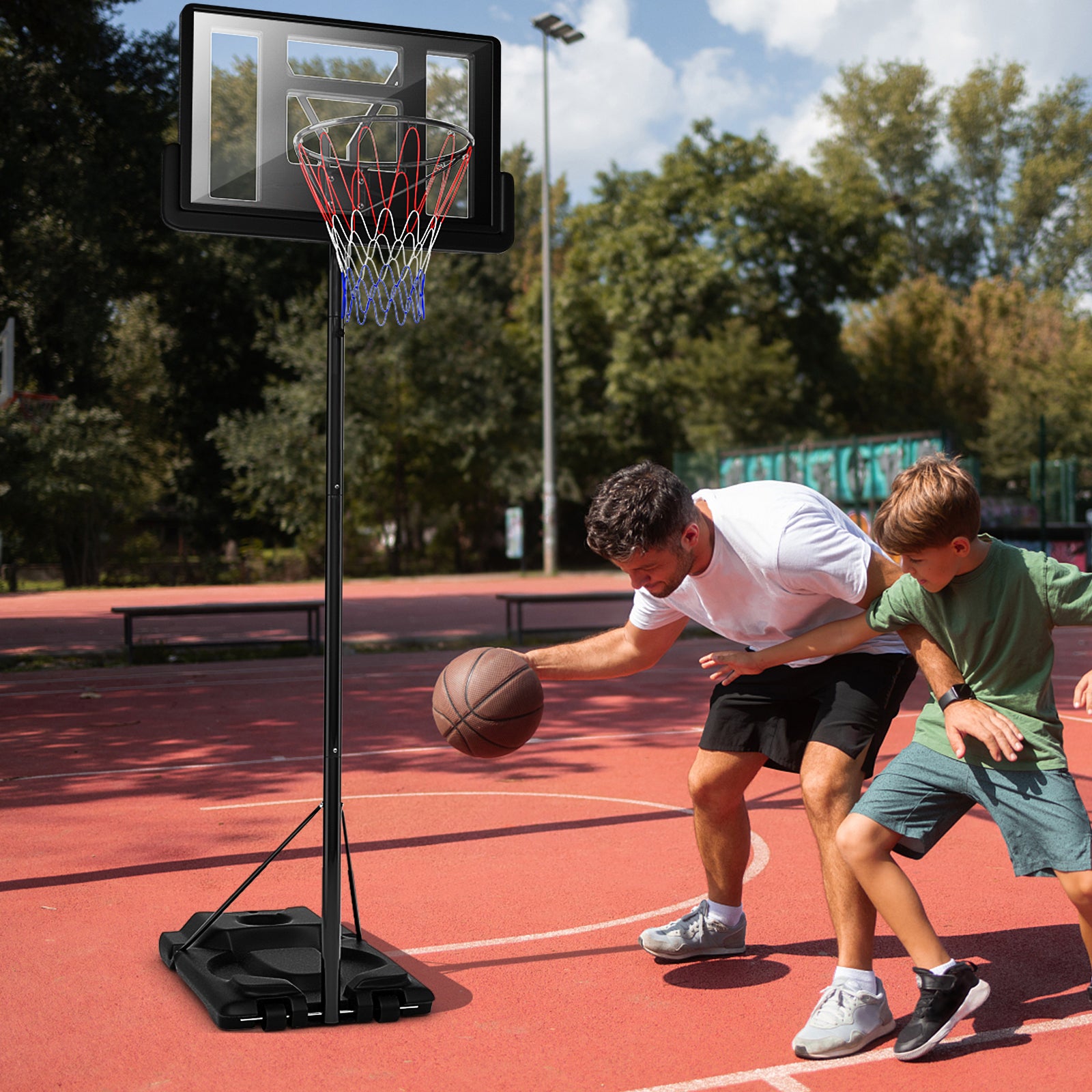 Height Adjustable Portable Shatterproof Backboard Basketball Hoop with 2 NetsÂ