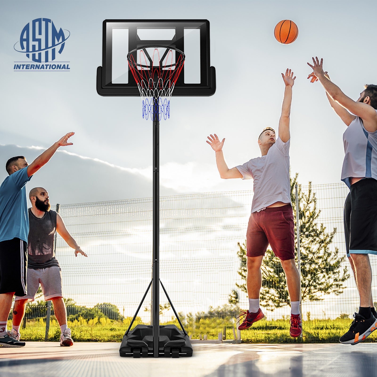 Height Adjustable Portable Shatterproof Backboard Basketball Hoop with 2 NetsÂ