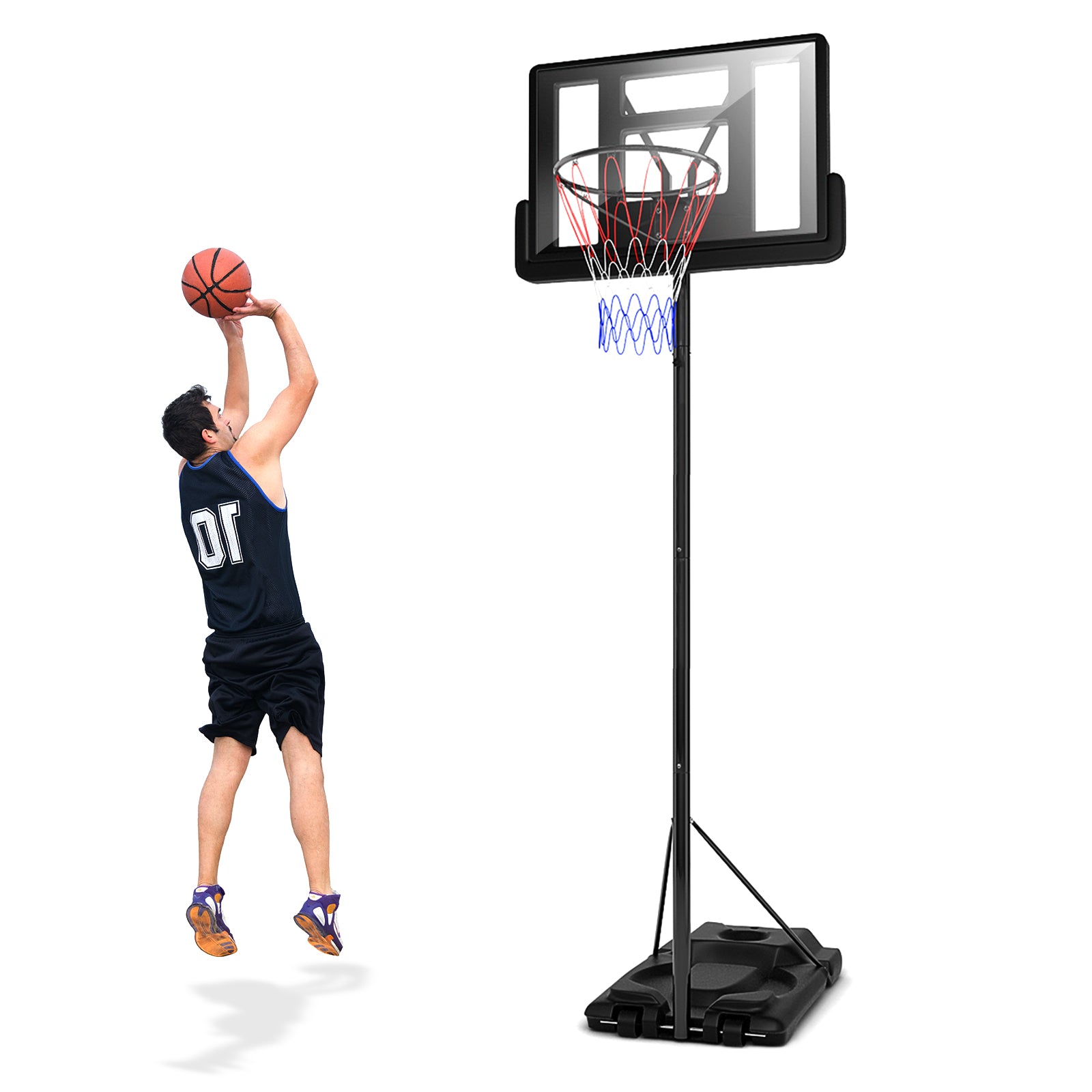Height Adjustable Portable Shatterproof Backboard Basketball Hoop with 2 NetsÂ