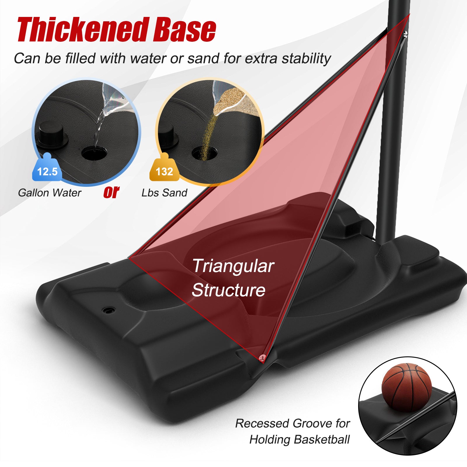 Height Adjustable Portable Shatterproof Backboard Basketball Hoop with 2 NetsÂ