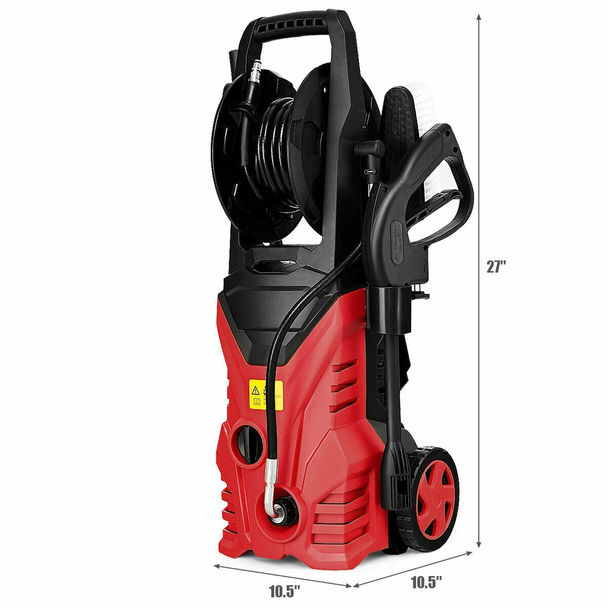 1800W 2030PSI Electric Pressure Washer Cleaner with Hose Reel-RedÂ