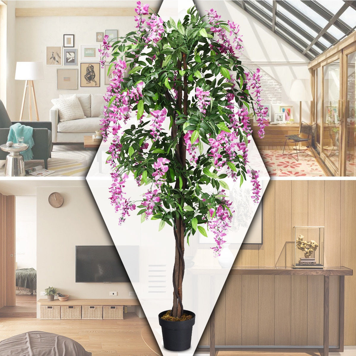 6-Feet Artificial Wisteria Silk Indoor-Outdoor TreeÂ