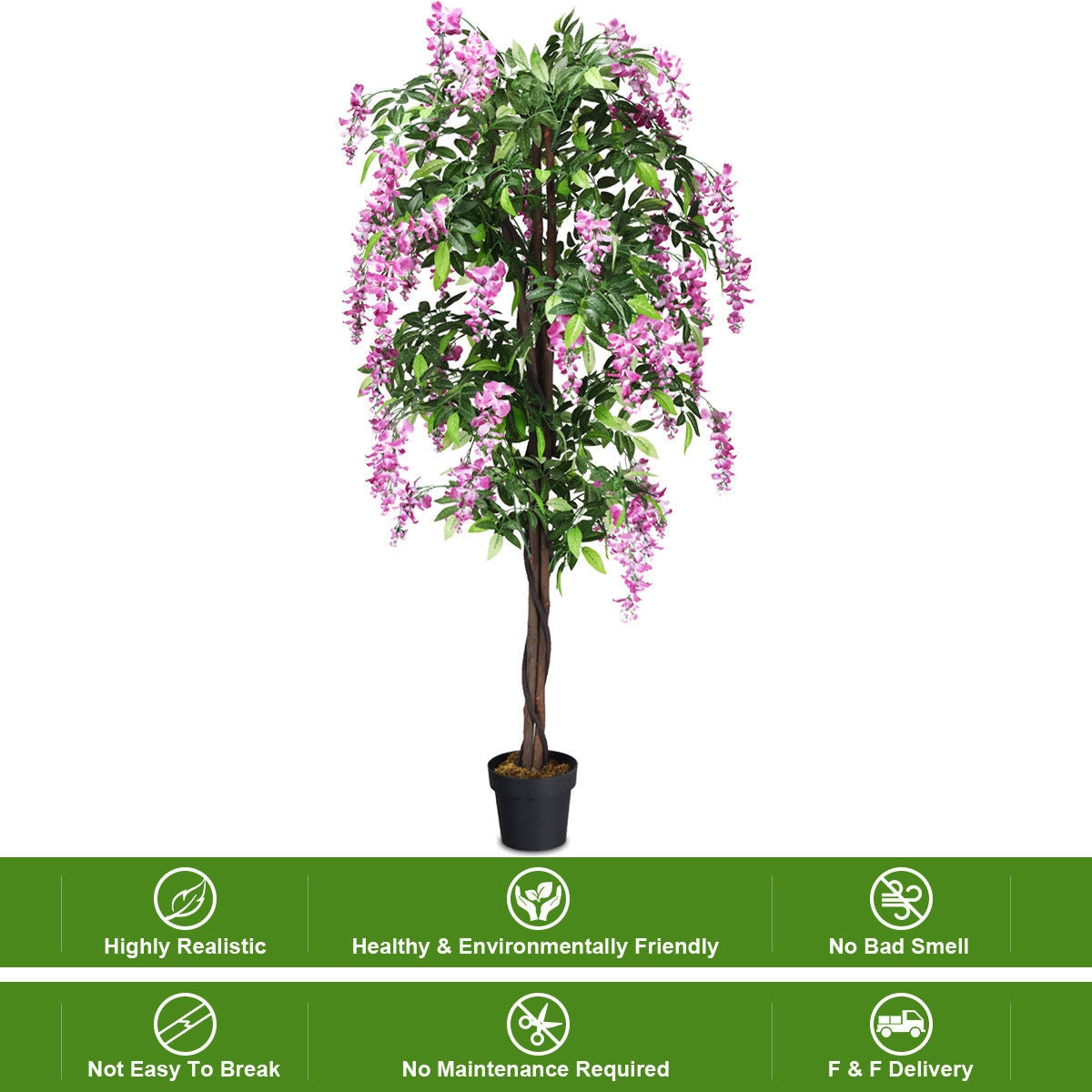 6-Feet Artificial Wisteria Silk Indoor-Outdoor TreeÂ