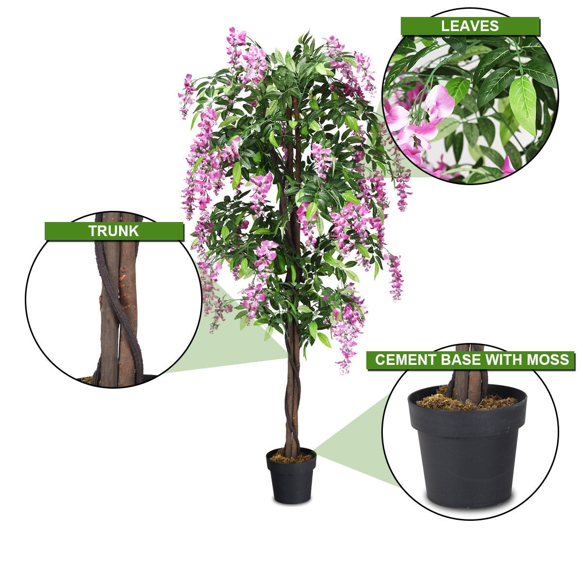 6-Feet Artificial Wisteria Silk Indoor-Outdoor TreeÂ