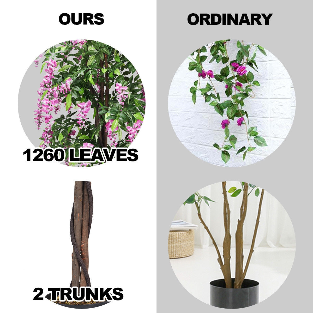 6-Feet Artificial Wisteria Silk Indoor-Outdoor TreeÂ