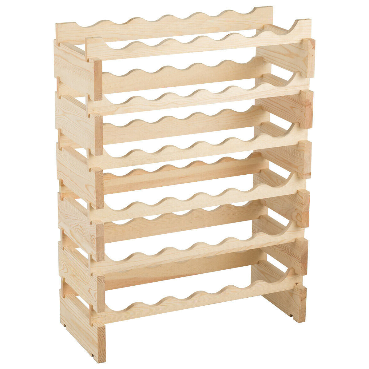 36 Bottles Stackable Wooden Wobble-Free Modular Wine RackÂ