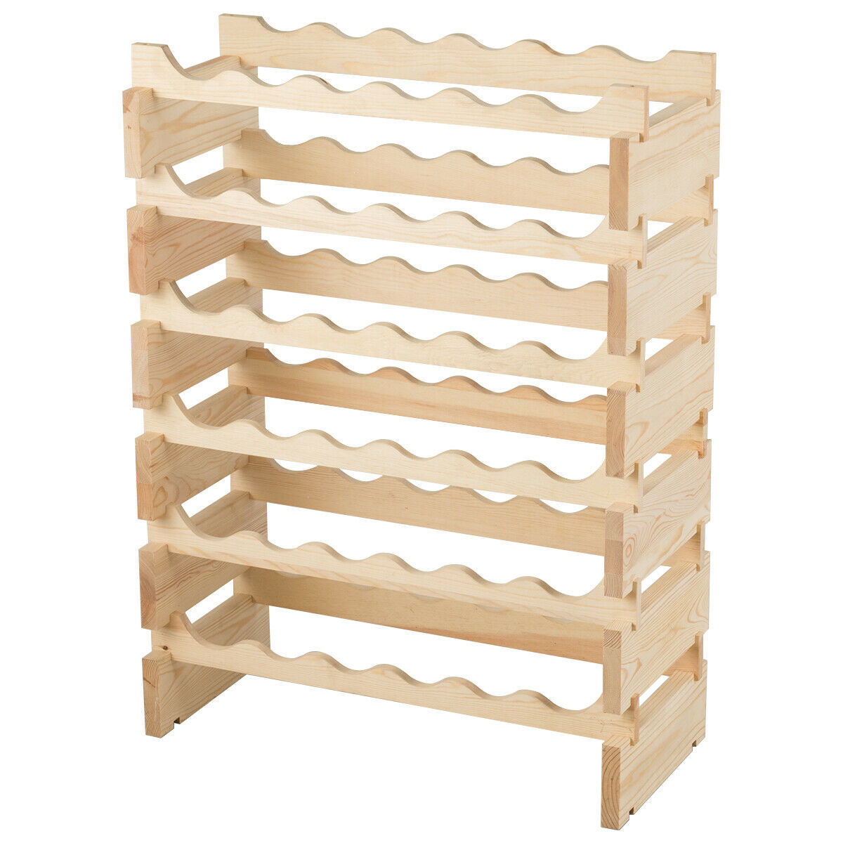 36 Bottles Stackable Wooden Wobble-Free Modular Wine RackÂ