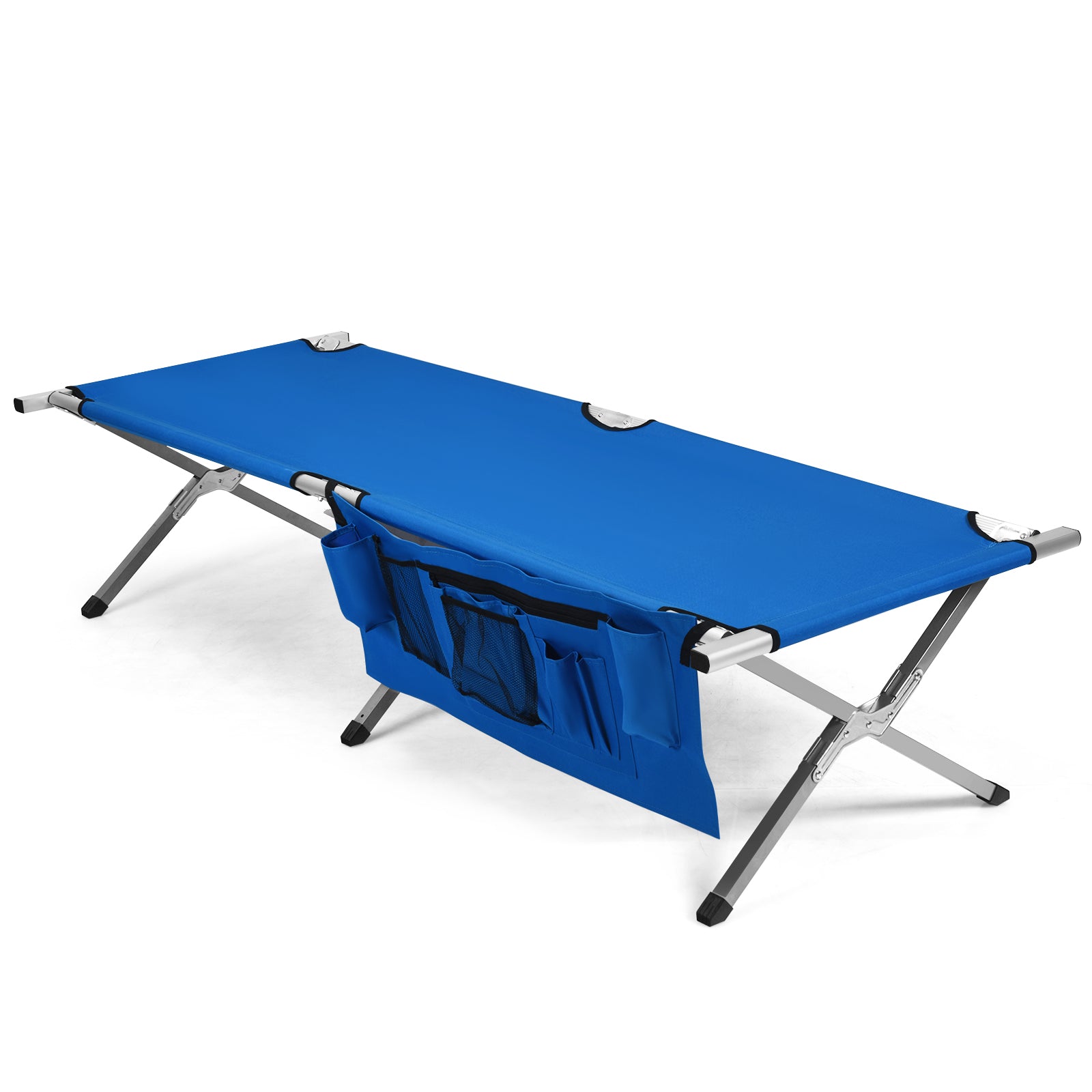 Folding Camping Cot Heavy-duty Camp Bed with Carry Bag-BlueÂ