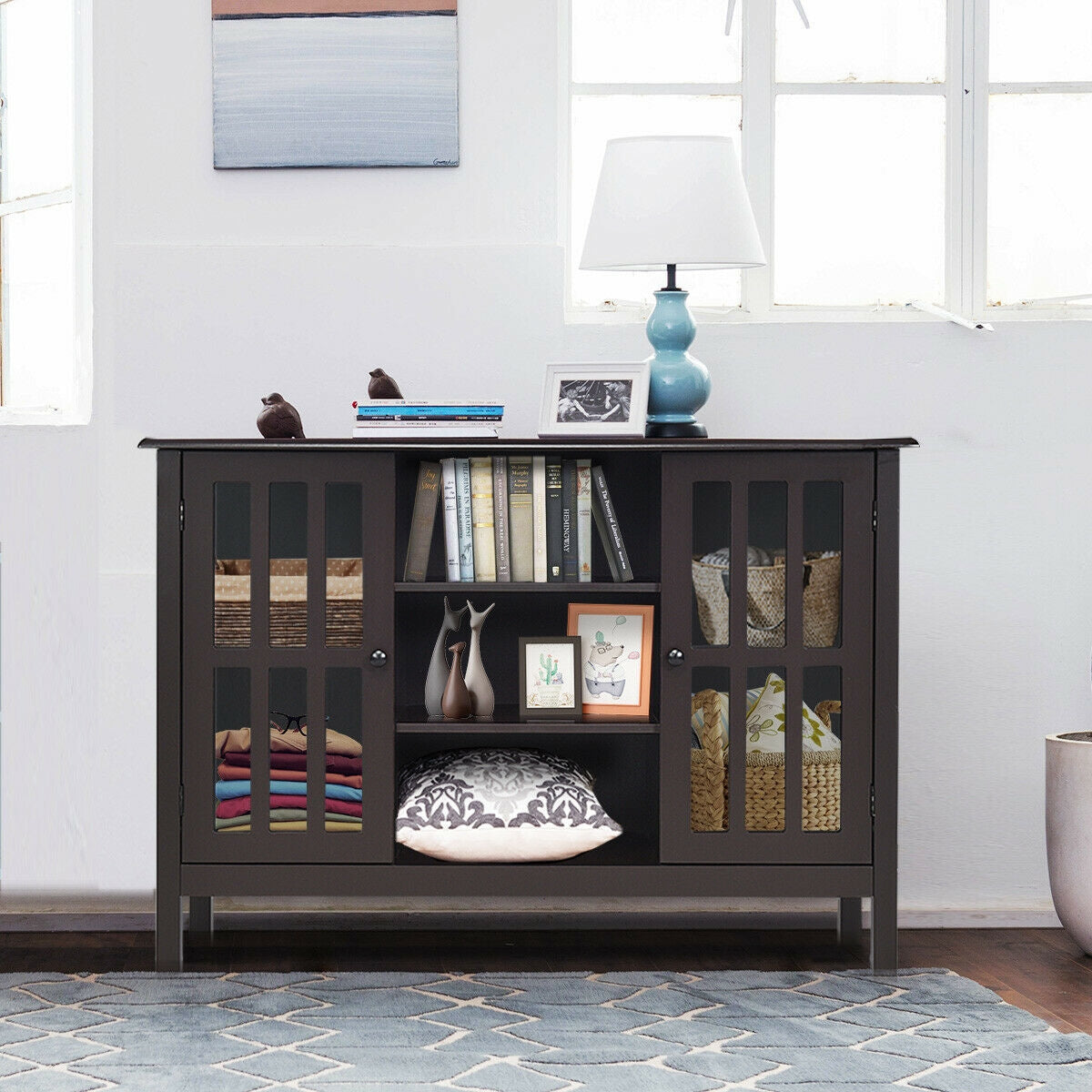 Wooden TV Stand Console Cabinet for 50 Inch TV-BrownÂ