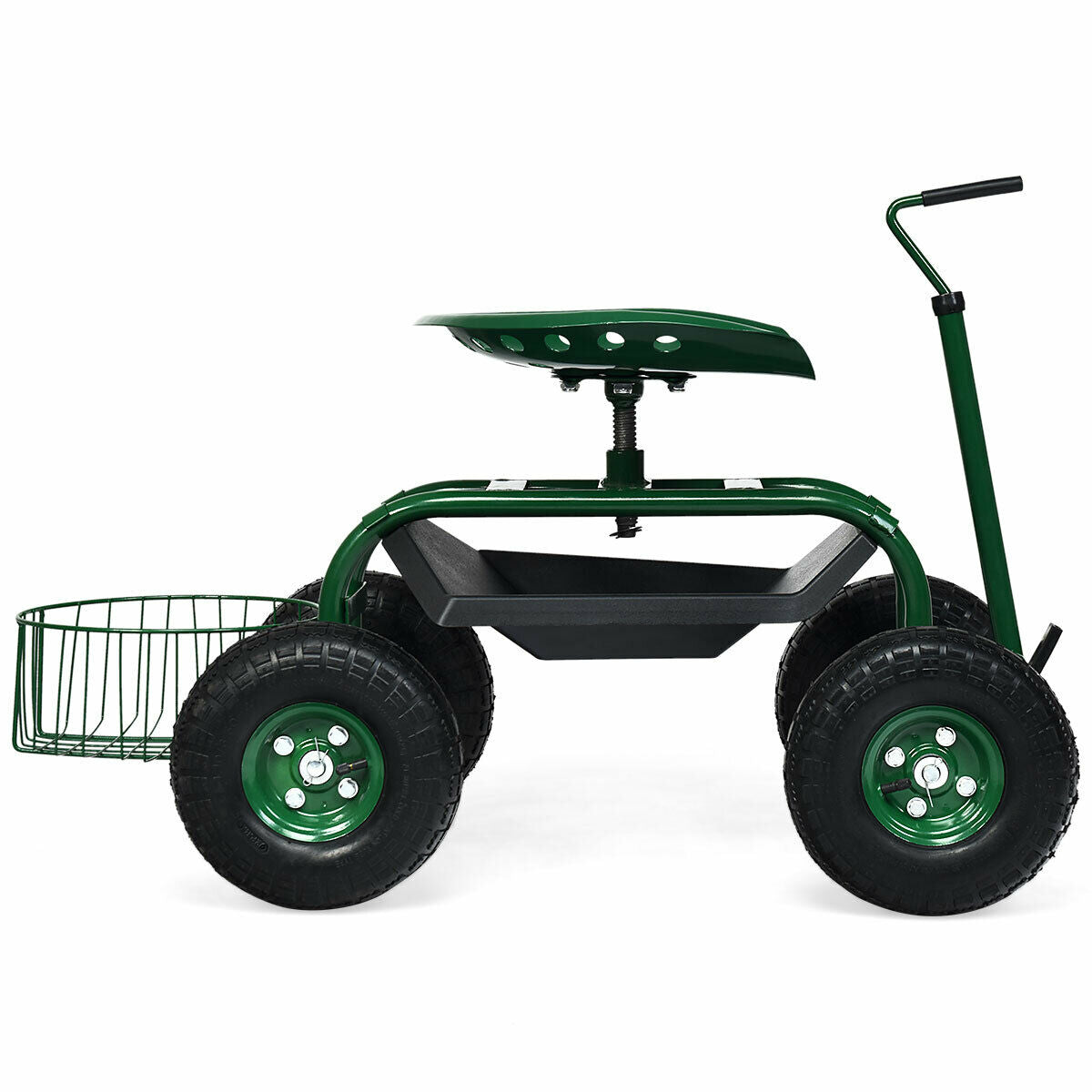 Extendable Handle Garden Cart Rolling Wagon ScooterÂ