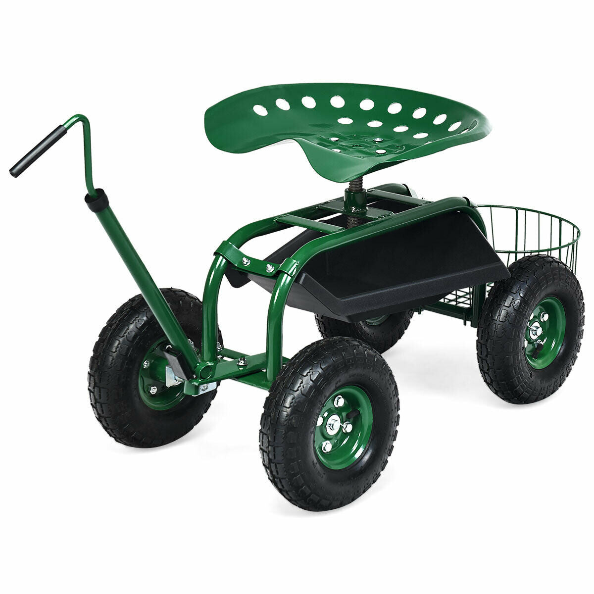 Extendable Handle Garden Cart Rolling Wagon ScooterÂ