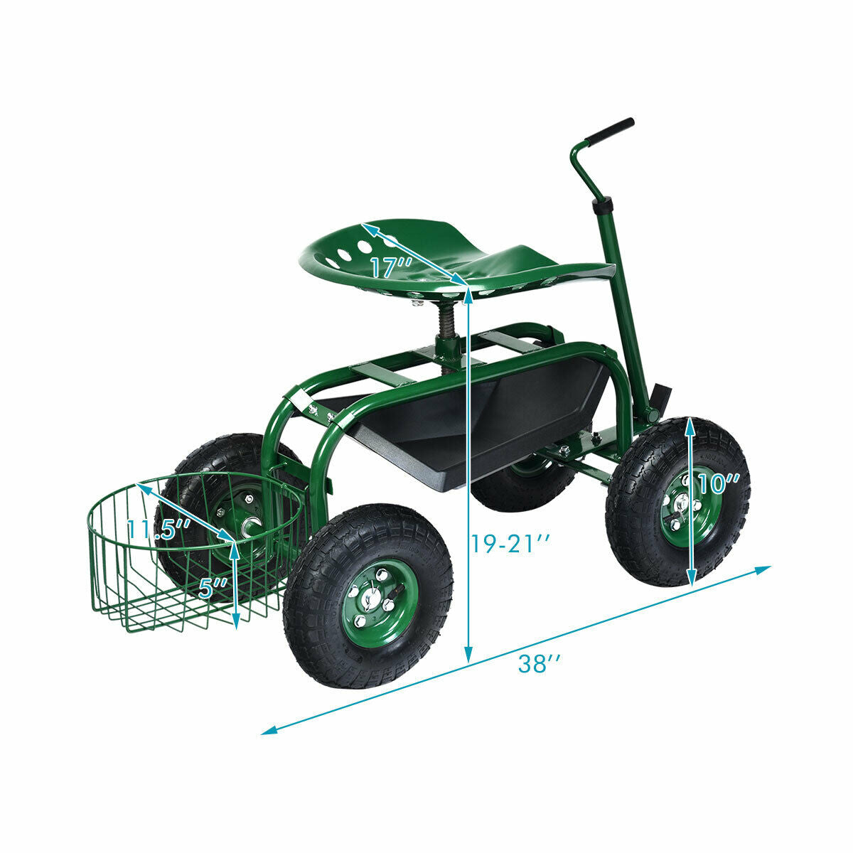 Extendable Handle Garden Cart Rolling Wagon ScooterÂ