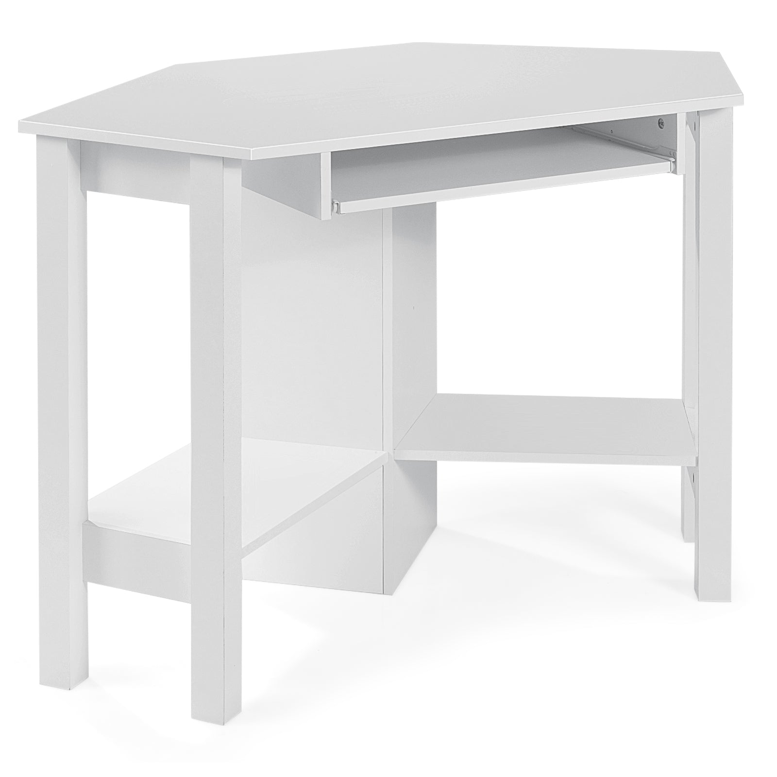 Wooden Study Computer Corner Desk with Drawer-WhiteÂ