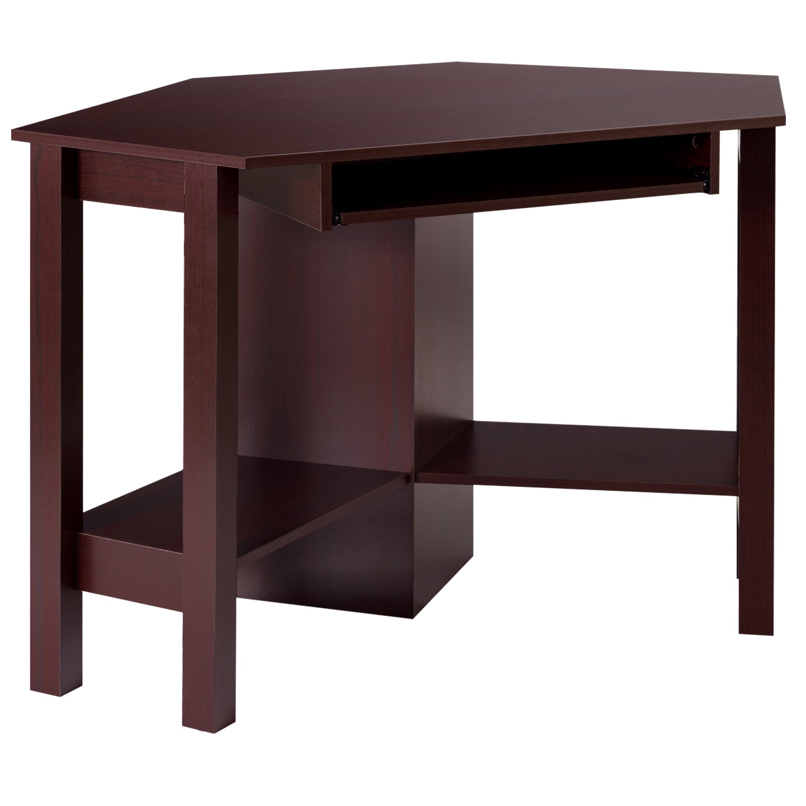 Wooden Study Computer Corner Desk with Drawer-BrownÂ