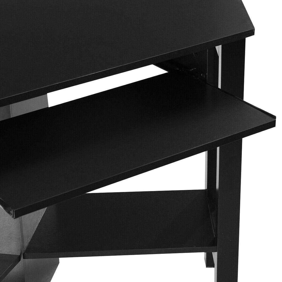Wooden Study Computer Corner Desk with Drawer-BlackÂ