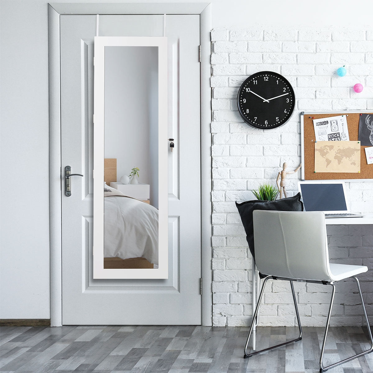 Lockable Armoire Jewelry Cabinet with LED LightsÂ