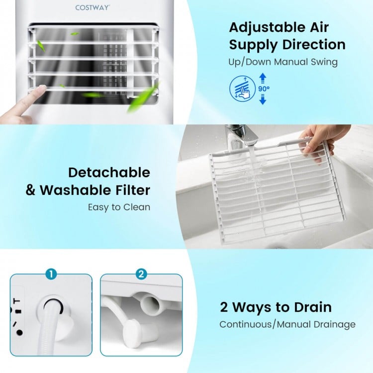 4-in-1 8000 BTU Air Conditioner with Cool Fan Dehumidifier and Sleep Mode-White
