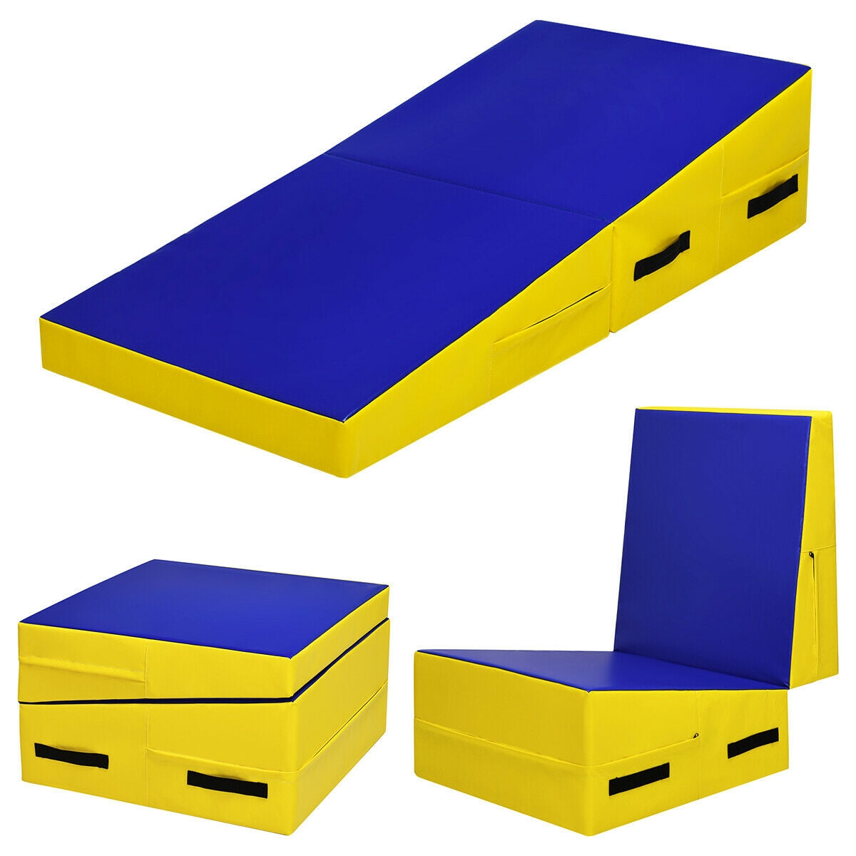 Folding Incline Mat Slope Cheese Gymnastics Gym Exercise-YellowÂ