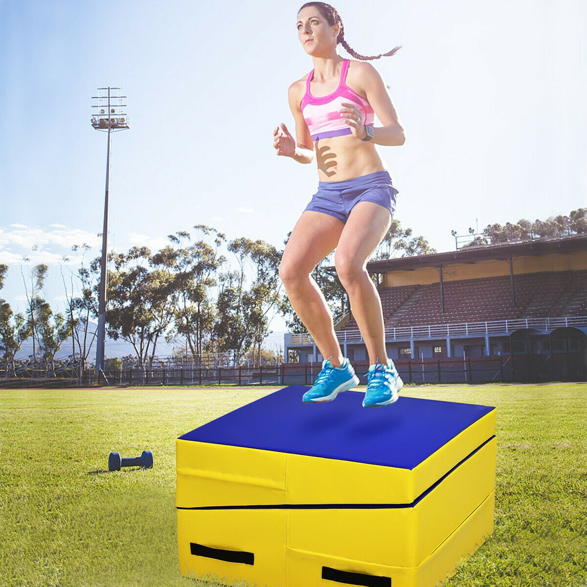 Folding Incline Mat Slope Cheese Gymnastics Gym Exercise-YellowÂ