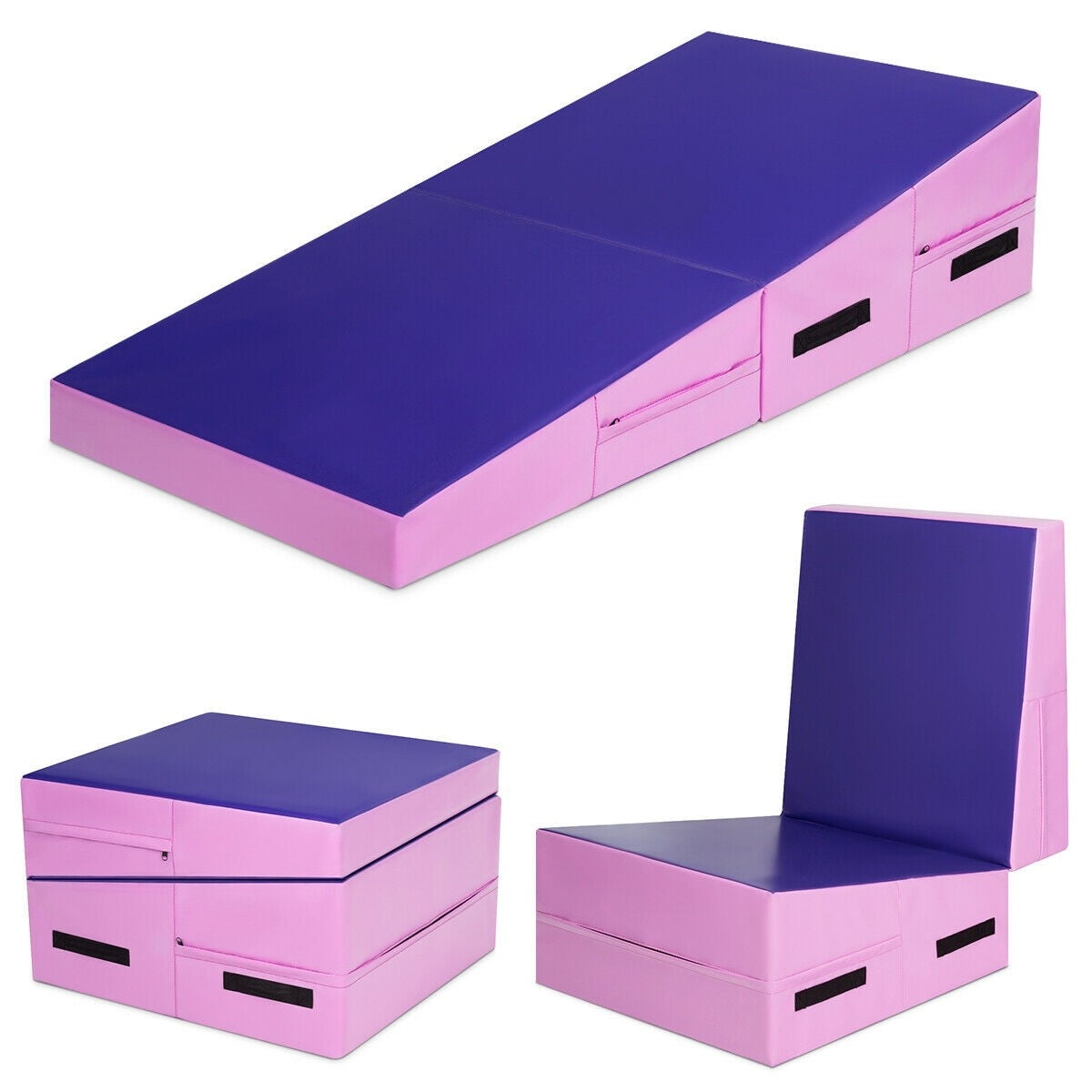 Folding Incline Tumbling Wedge Gymnastics Exercise Mat-PurpleÂ