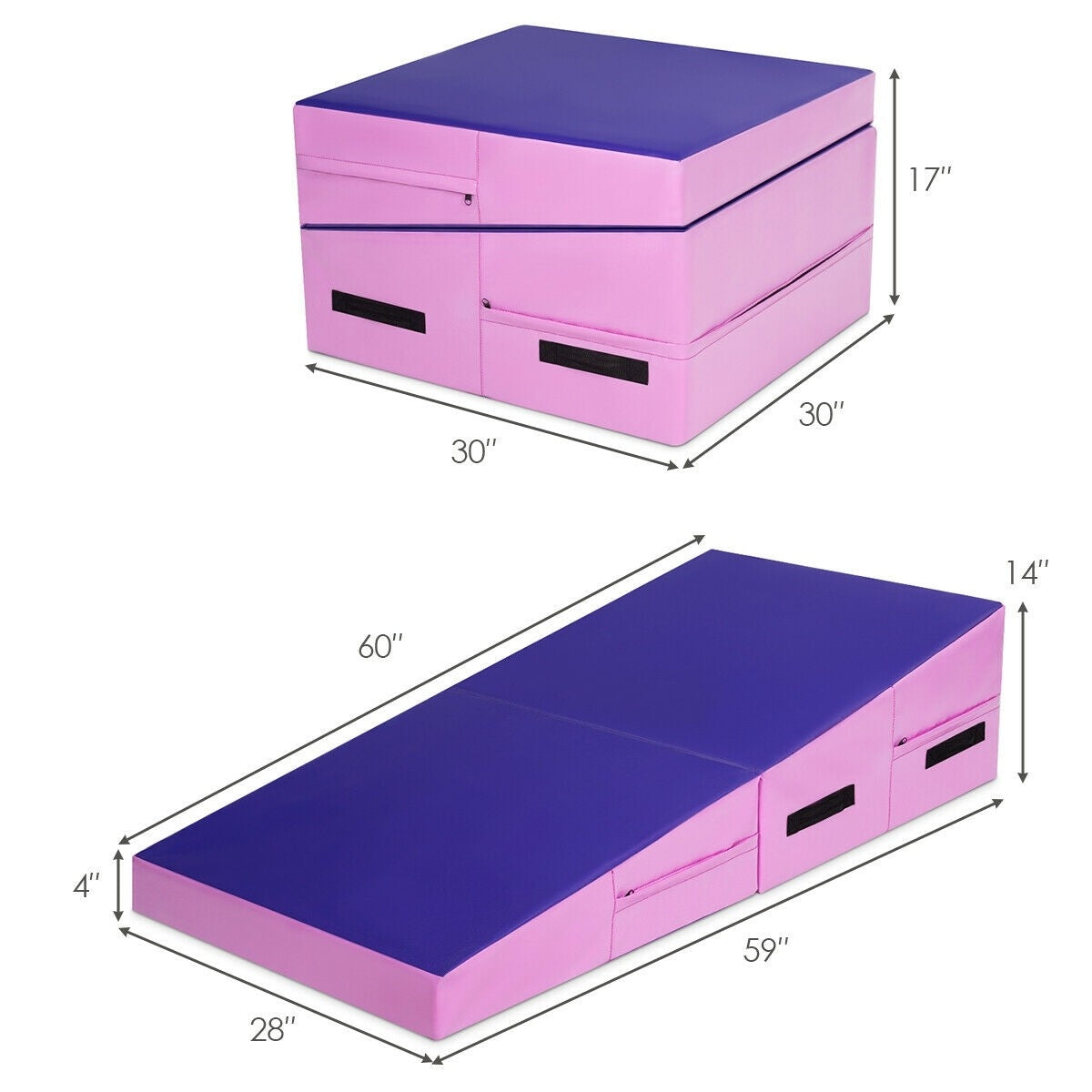 Folding Incline Tumbling Wedge Gymnastics Exercise Mat-PurpleÂ