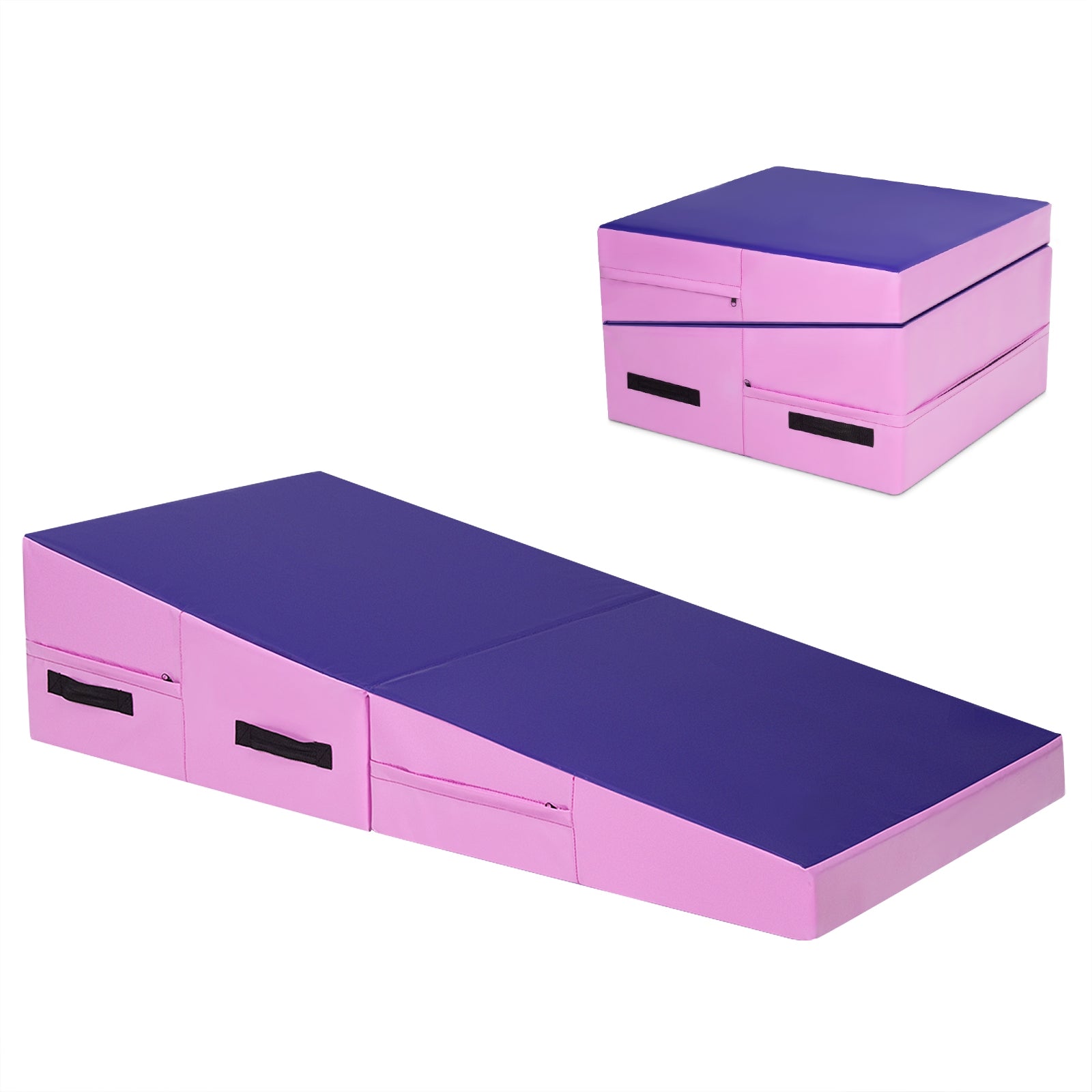 Folding Incline Tumbling Wedge Gymnastics Exercise Mat-PurpleÂ