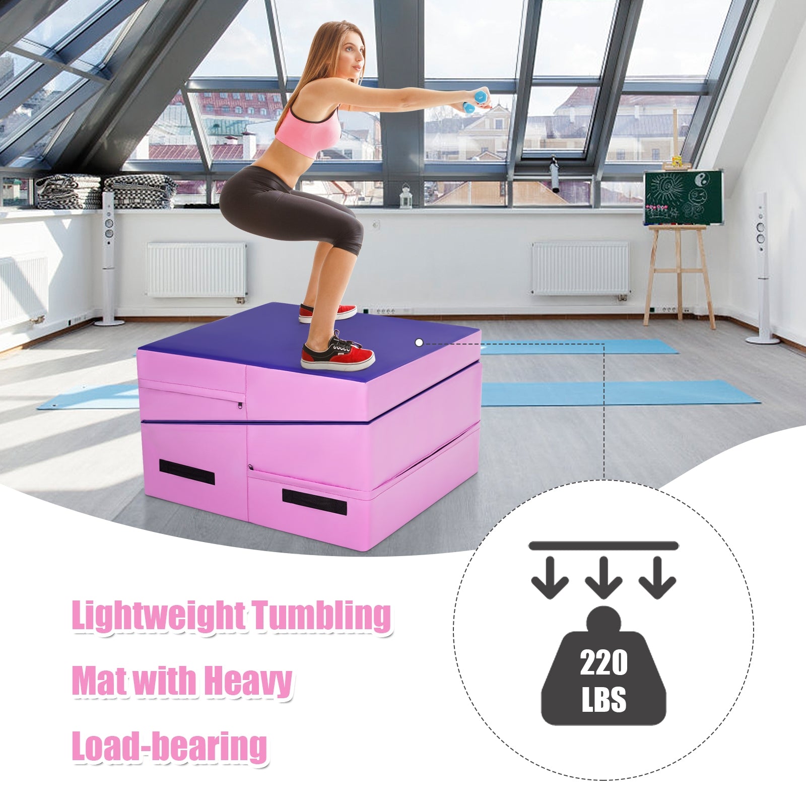 Folding Incline Tumbling Wedge Gymnastics Exercise Mat-PurpleÂ