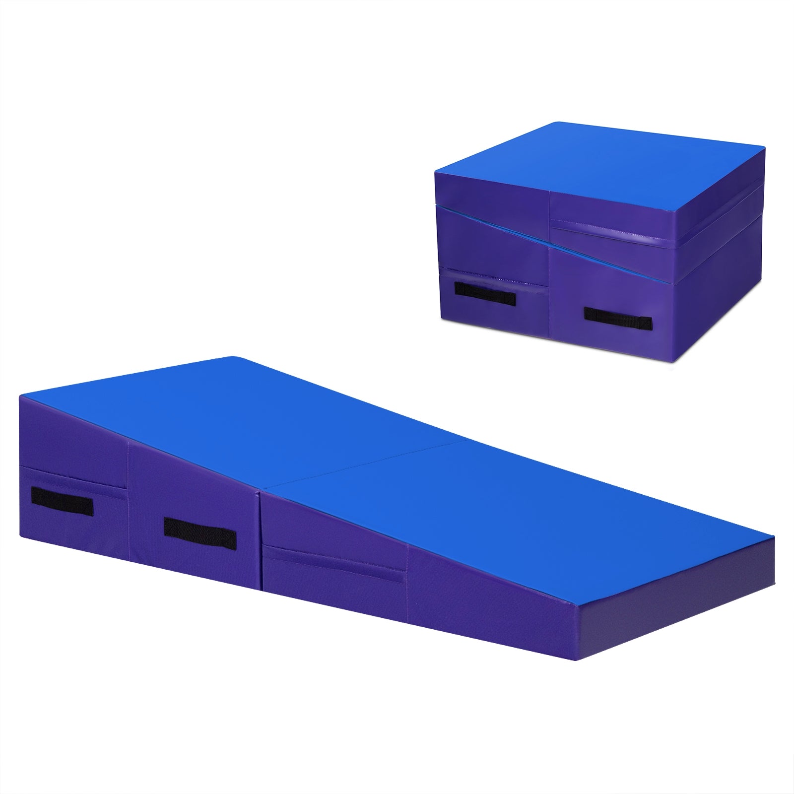 Folding Incline Tumbling Wedge Gymnastics Exercise Mat-BlueÂ