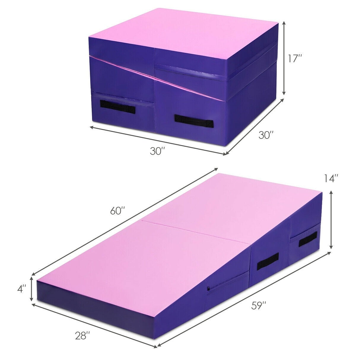 Folding Incline Tumbling Wedge Gymnastics Mat-PinkÂ