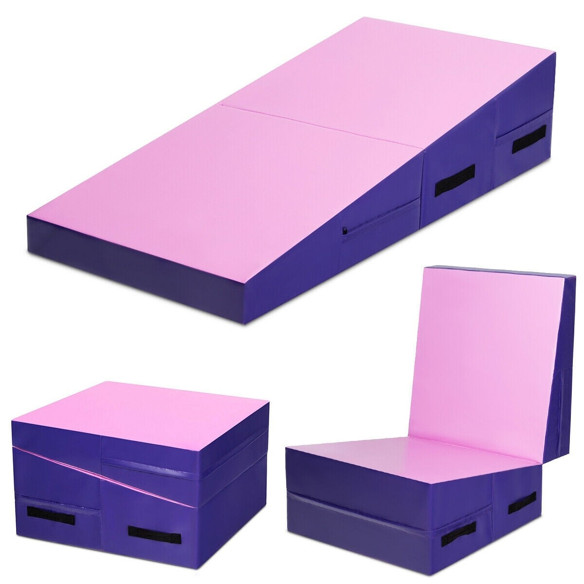 Folding Incline Tumbling Wedge Gymnastics Mat-PinkÂ