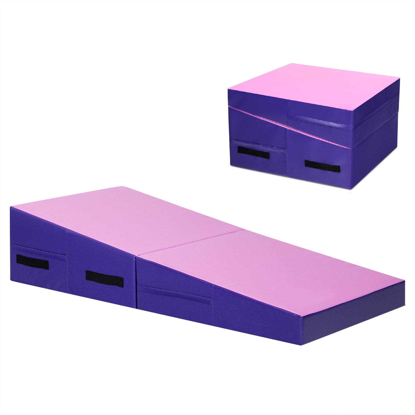 Folding Incline Tumbling Wedge Gymnastics Mat-PinkÂ
