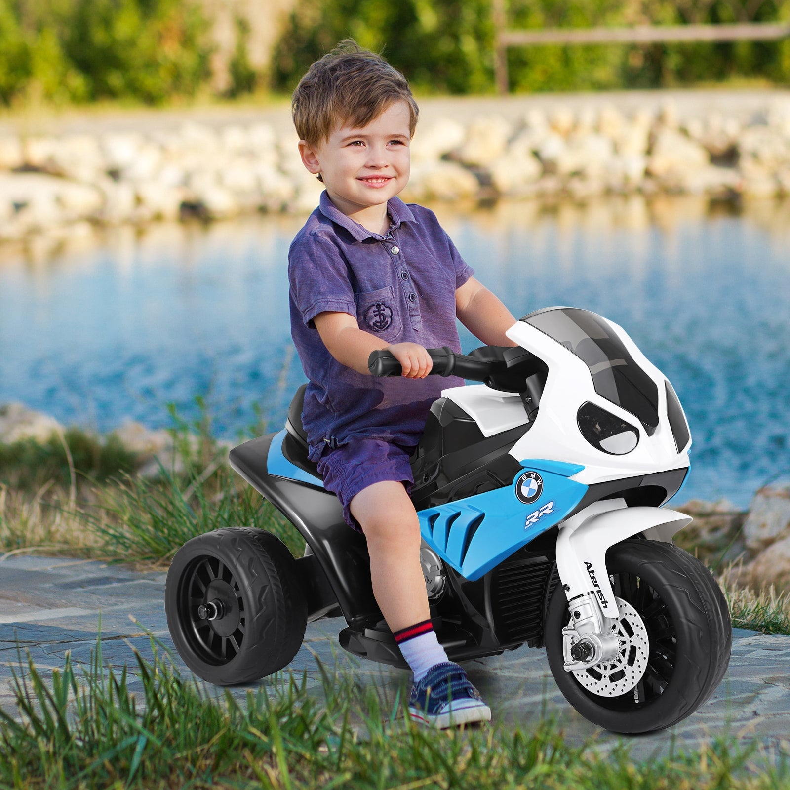 6V Kids 3 Wheels Riding BMW Licensed Electric Motorcycle-BlueÂ