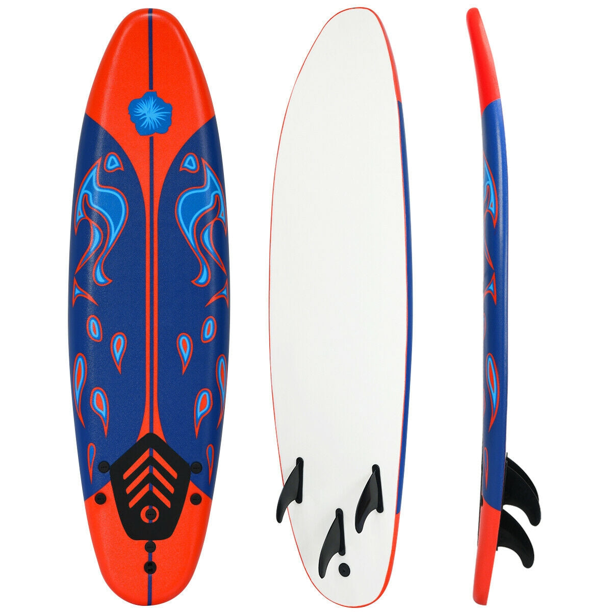 6 Feet Surfboard with 3 Detachable Fins-RedÂ