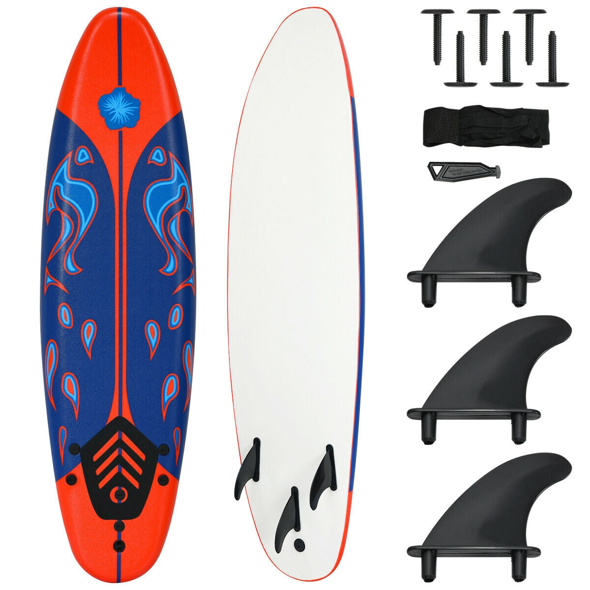 6 Feet Surfboard with 3 Detachable Fins-RedÂ
