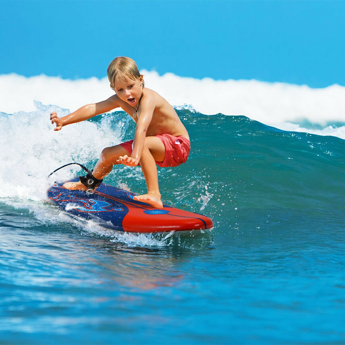 6 Feet Surfboard with 3 Detachable Fins-RedÂ