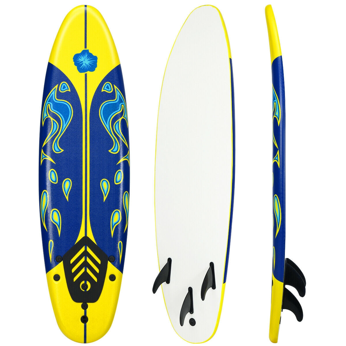 6 Feet Surfboard with 3 Detachable Fins-YellowÂ