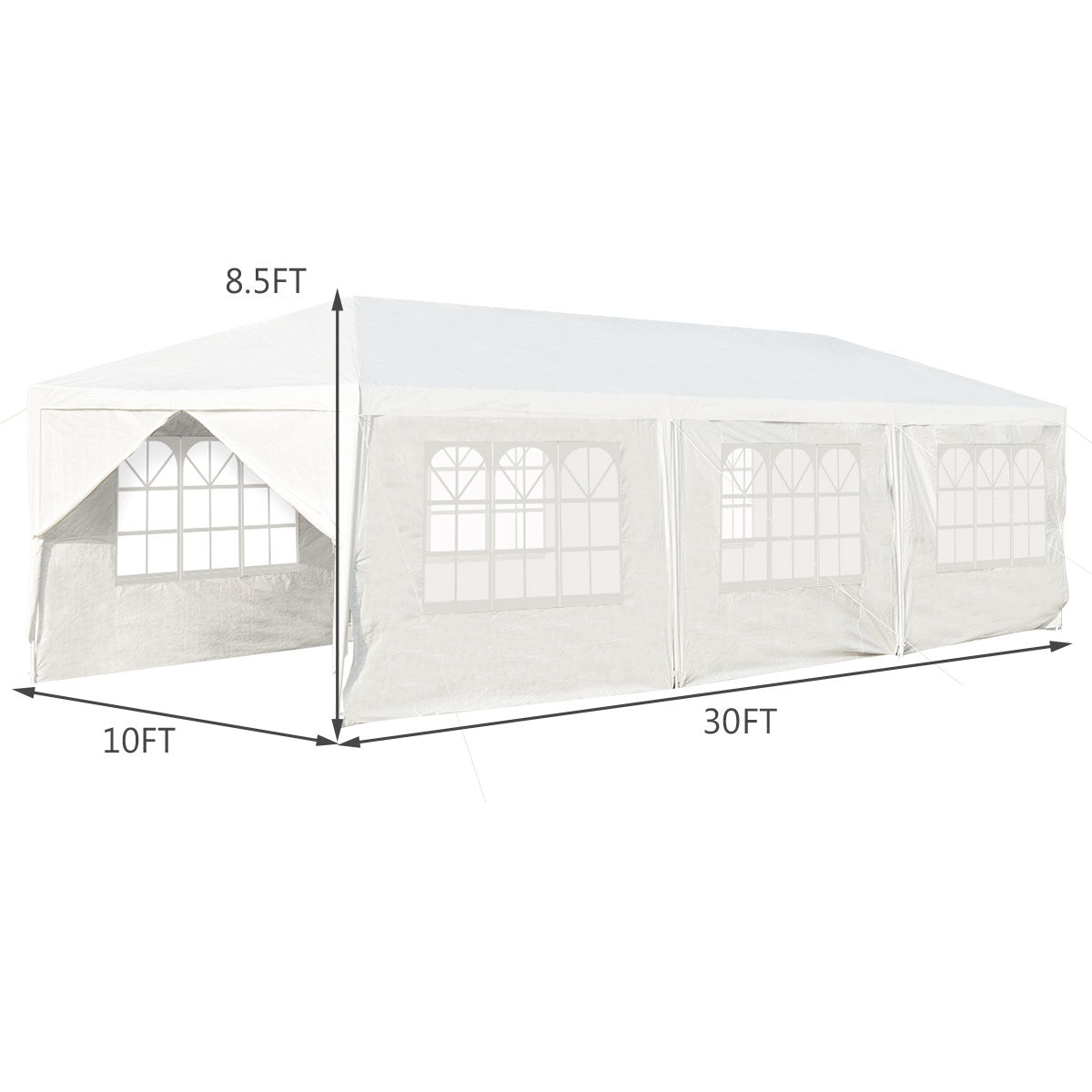 10 x 30 Feet Outdoor Canopy Tent with 6 Removable Sidewalls and 2 Doorways-WhiteÂ