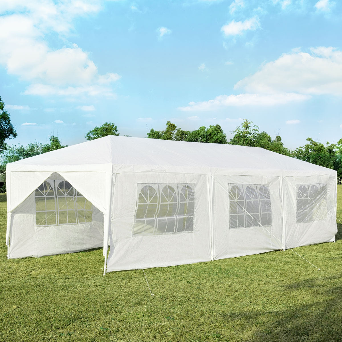 10 x 30 Feet Outdoor Canopy Tent with 6 Removable Sidewalls and 2 Doorways-WhiteÂ