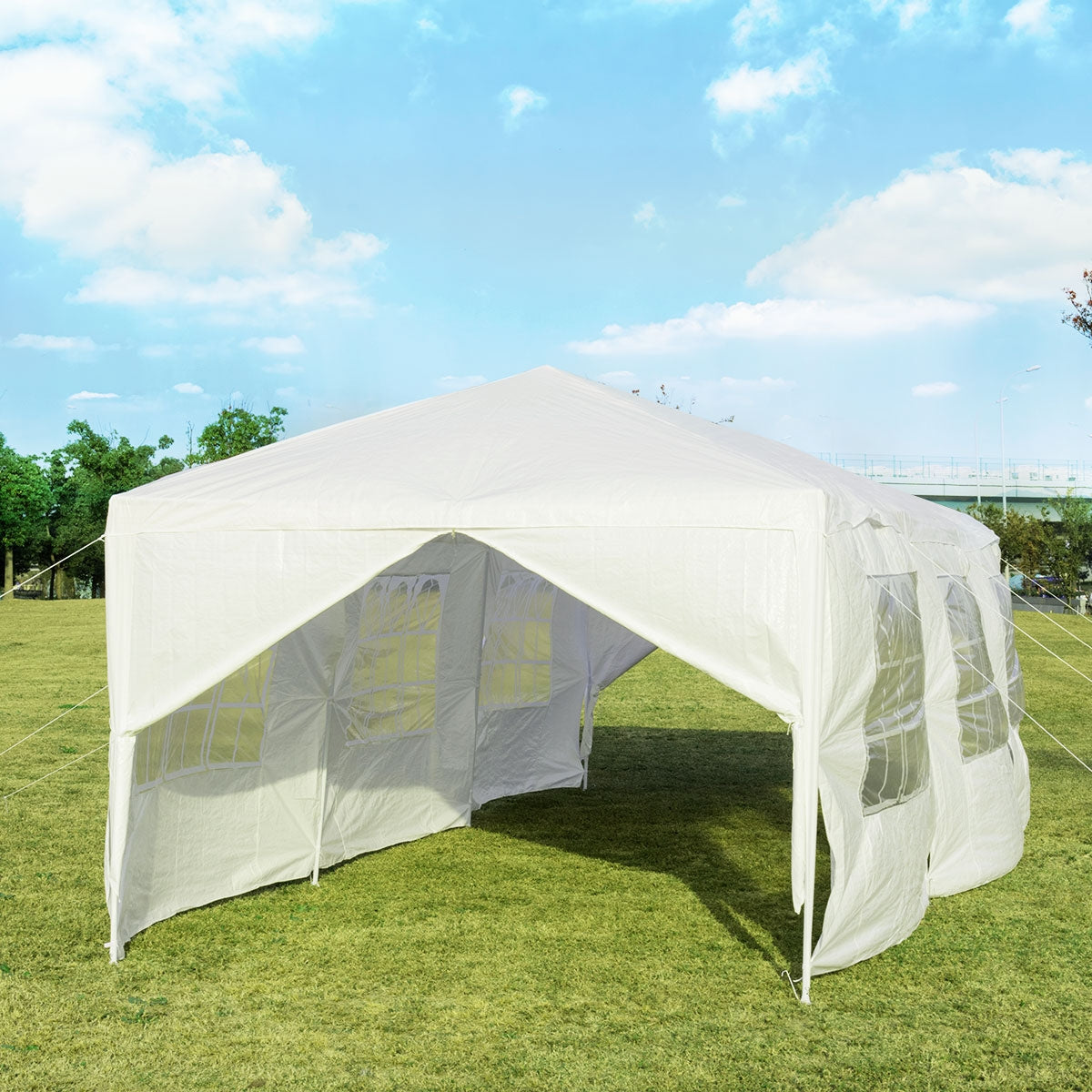 10 x 30 Feet Outdoor Canopy Tent with 6 Removable Sidewalls and 2 Doorways-WhiteÂ