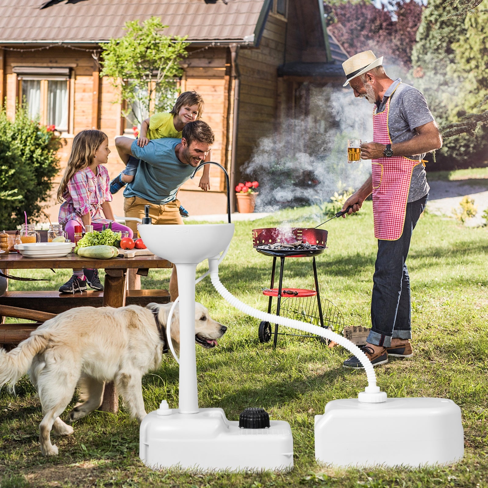 Camping Hand Wash Station Basin Stand with 4.5 Gallon TankÂ