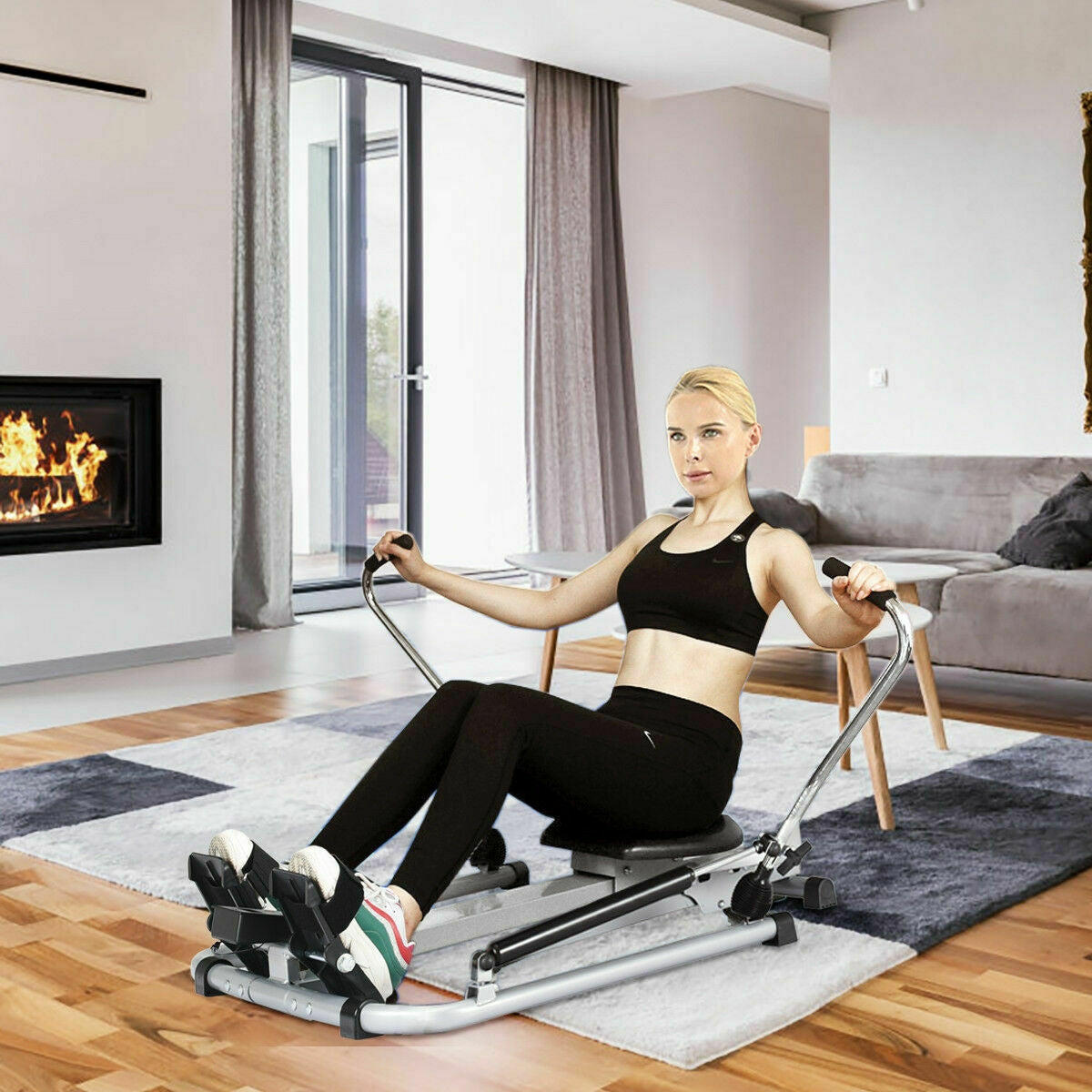 Exercise Adjustable Double Hydraulic Resistance Rowing MachineÂ