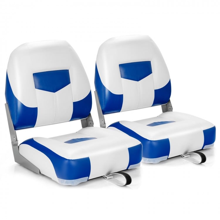 Set of 2 Folding Low Back Fishing Boat Seats with Stainless Steel Screws